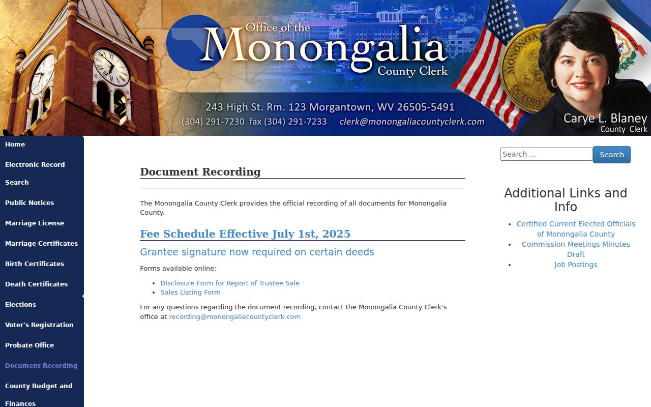 Monongalia County deed and historic property record office information