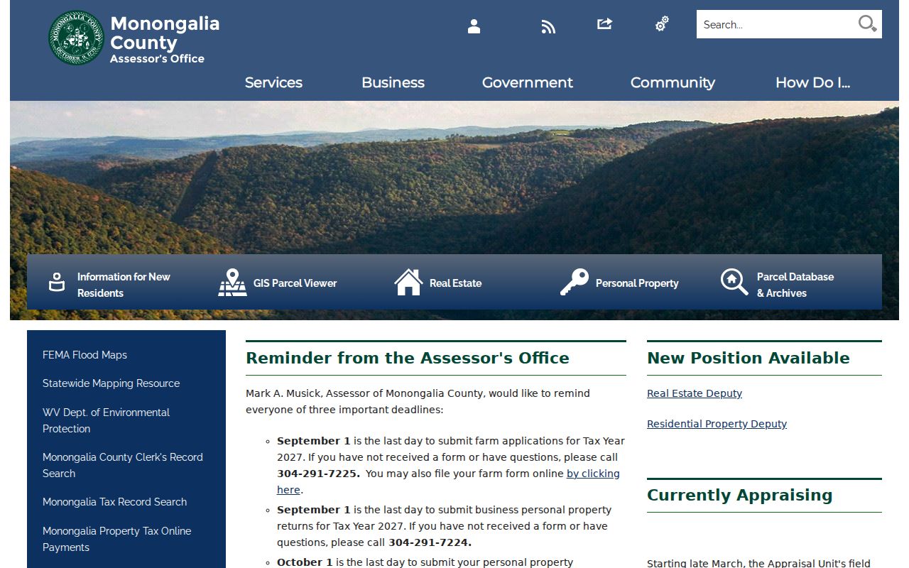 Monongalia County property value and assessor resource links